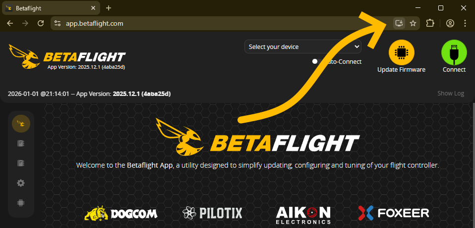 Betaflight App - Install as PWA